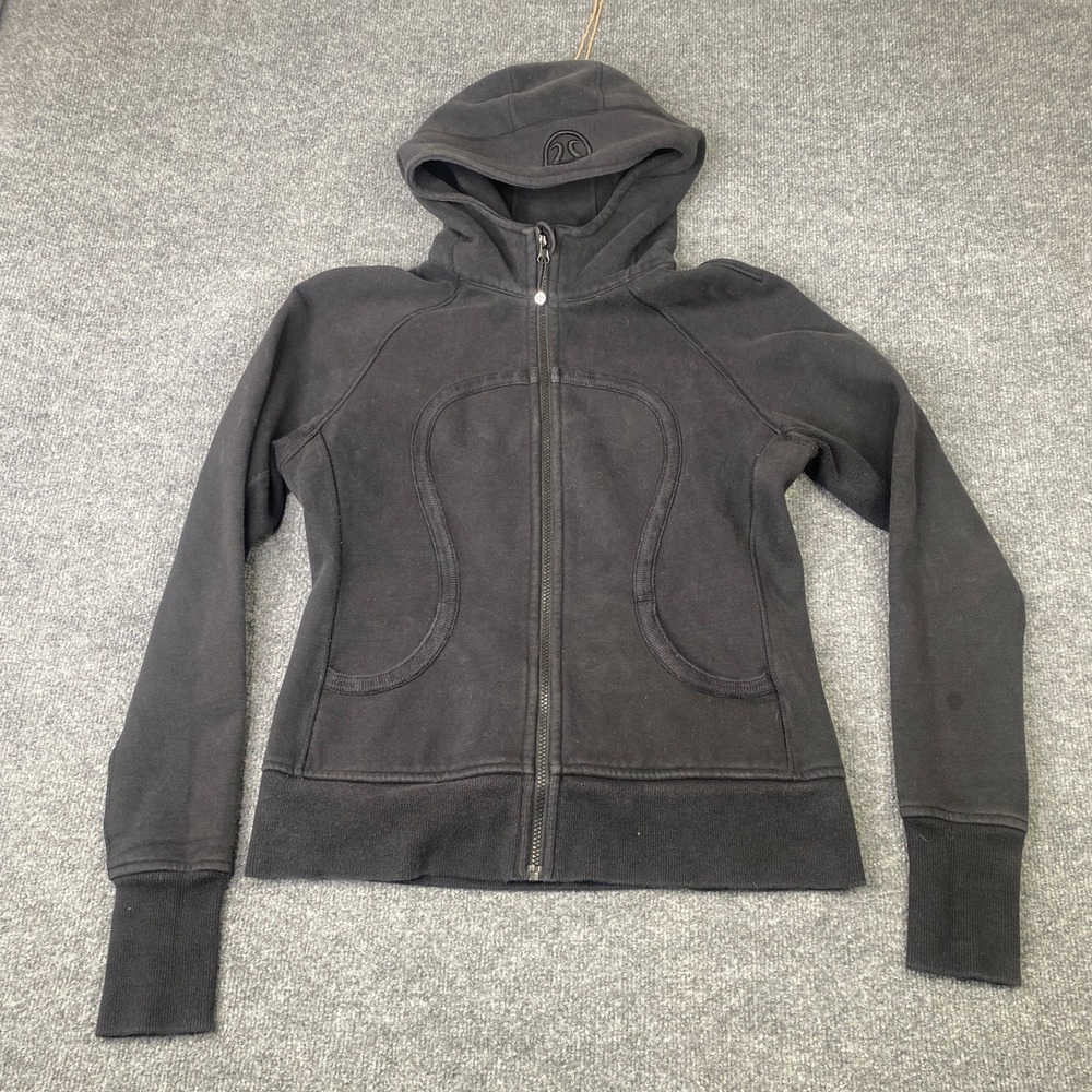 Lululemon Scuba Full Zip Hoodie Black Women Activewear Sweatshirt Logo Hood